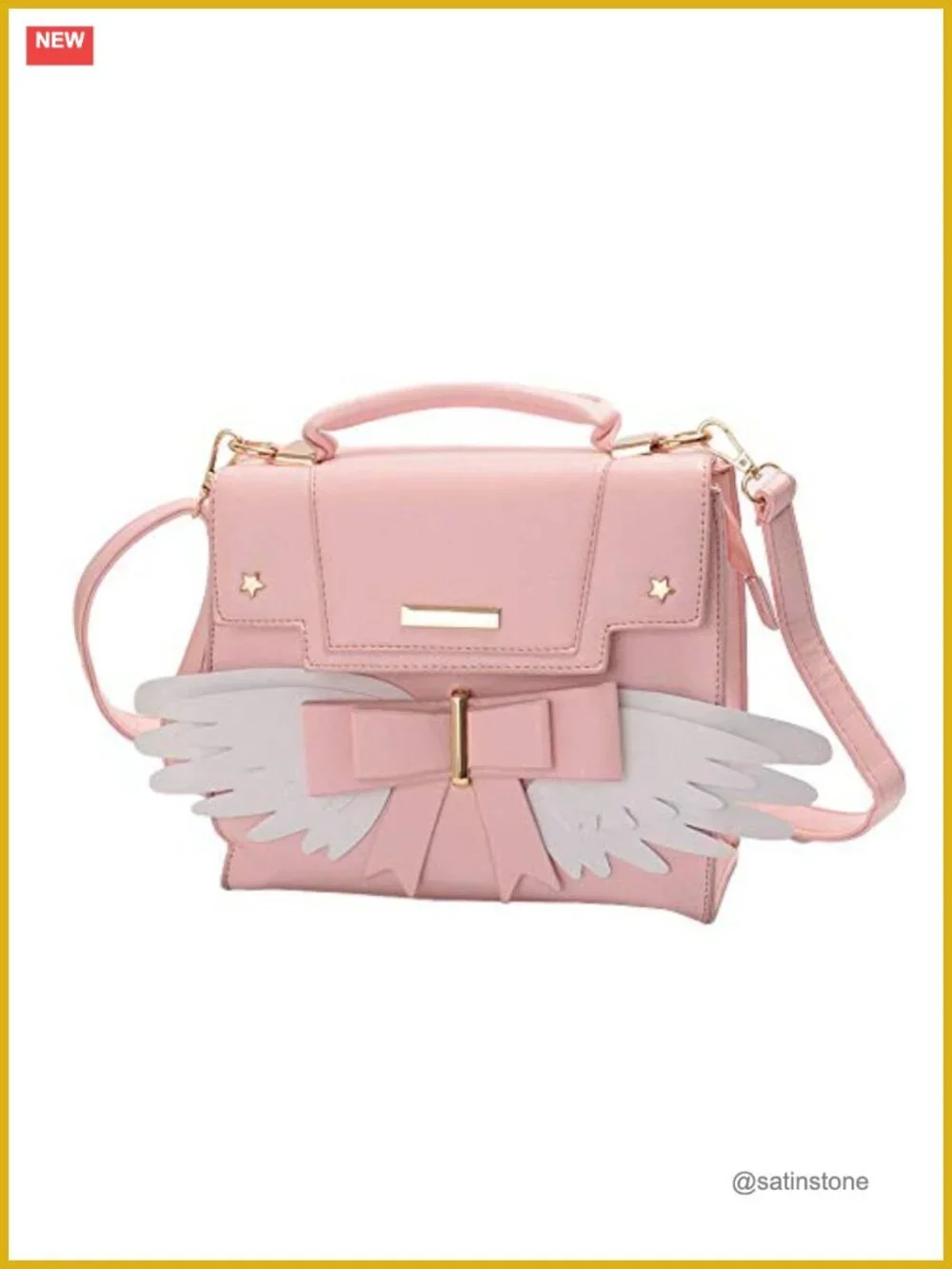 Kawaii Wing Bow Design PU Leather Crossbody Shoulder Bag Satchel Handbag